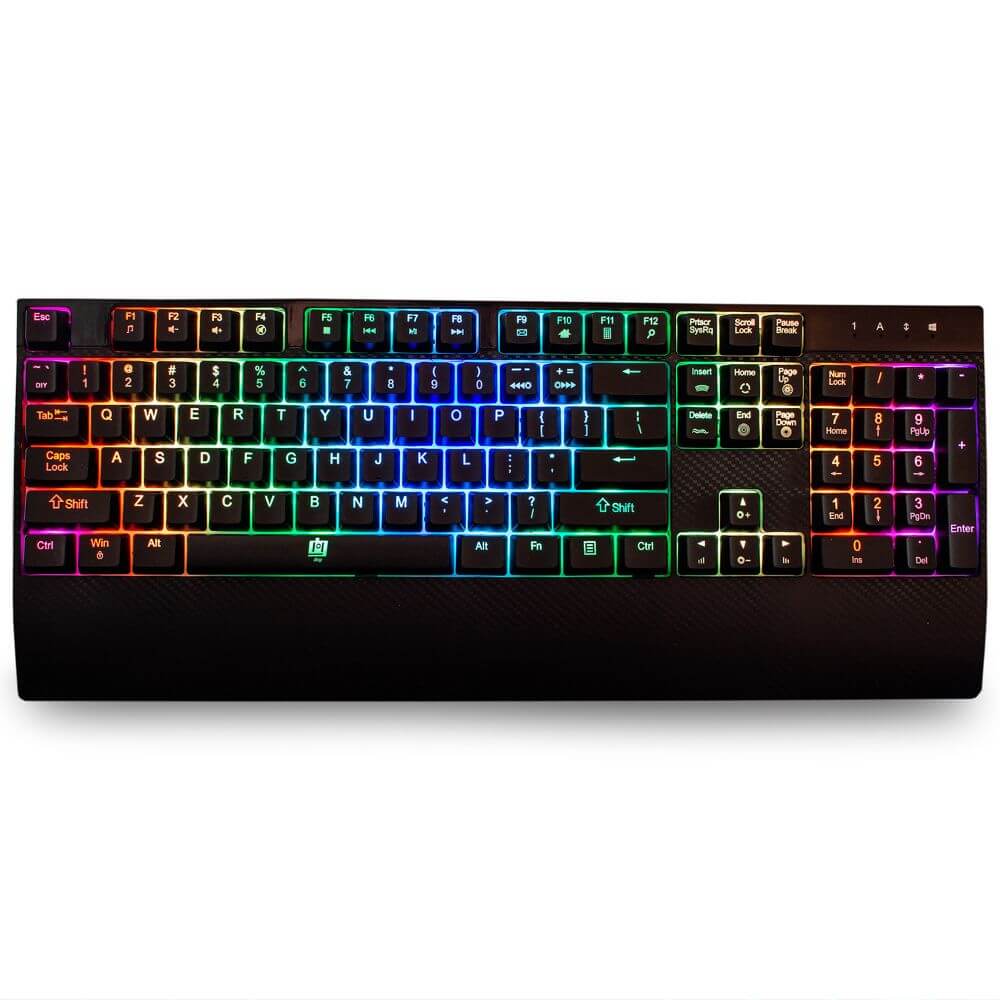 Deco Gear Mechanical Gaming Keyboard | Anti-Ghosting | Ergonomic Fixed Palm Rest | Full Customizable RGB Backlit | Carbon Fiber Design | Outemu Blue Switch | Wired | Black - DecoGear