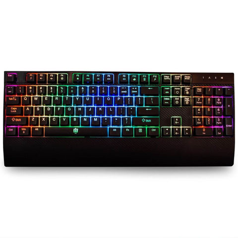 Deco Gear Mechanical Gaming Keyboard | Anti-Ghosting | Ergonomic Fixed Palm Rest | Full Customizable RGB Backlit | Carbon Fiber Design | Outemu Blue Switch | Wired | Black - DecoGear