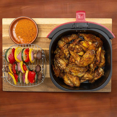 Deco Chef 5.8QT Digital Electric Air Fryer with Accessories and Cookbook- Air Frying, Roasting, Baking, Crisping, and Reheating for Healthier and Faster Cooking (Red) - DecoGear