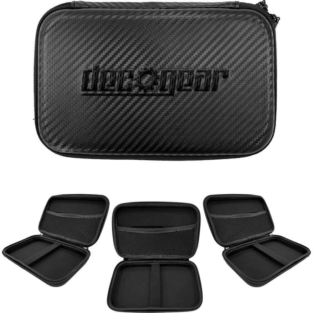 Deco Gear 7" Hard EVA Case for Tablets and GPS with Dual Zipper System - Black with Carbon Fiber Design - DecoGear
