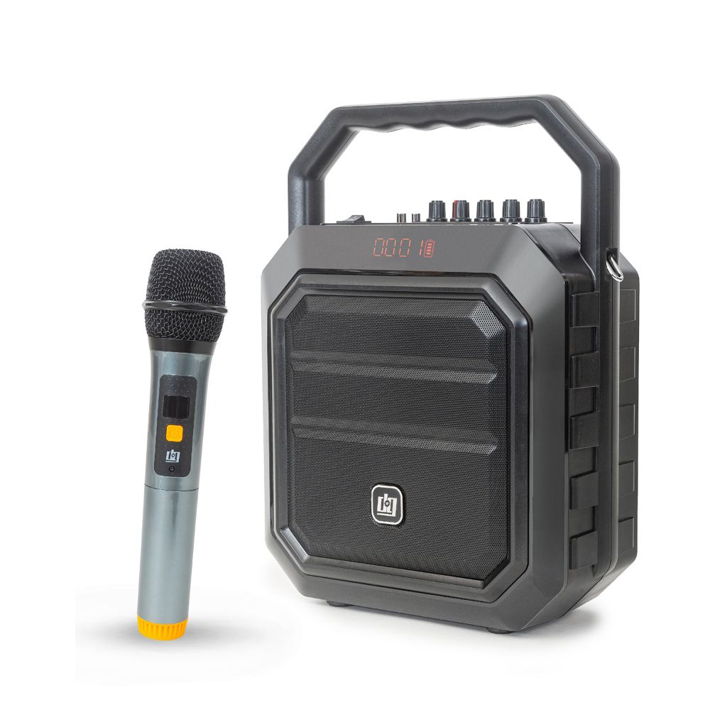 Deco Gear Portable Wireless PA Speaker System with Wireless Microphone - 30W Power and Rechargeable 4000 mAh Battery - Built in Equalizer , Radio , Aux and USB ports - comes with Carrying Strap - Deco Gear