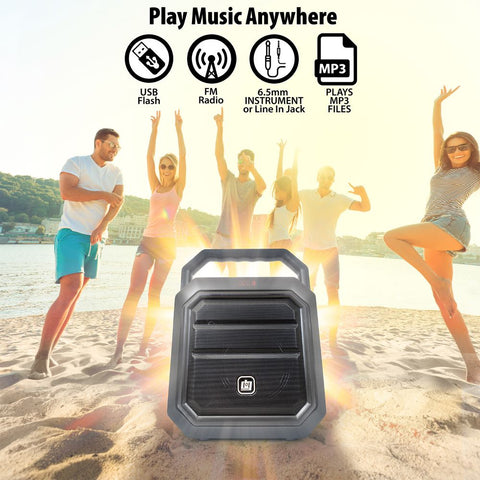 Deco Gear Portable Wireless PA Speaker System with Wireless Microphone - 30W Power and Rechargeable 4000 mAh Battery - Built in Equalizer , Radio , Aux and USB ports - comes with Carrying Strap - Deco Gear