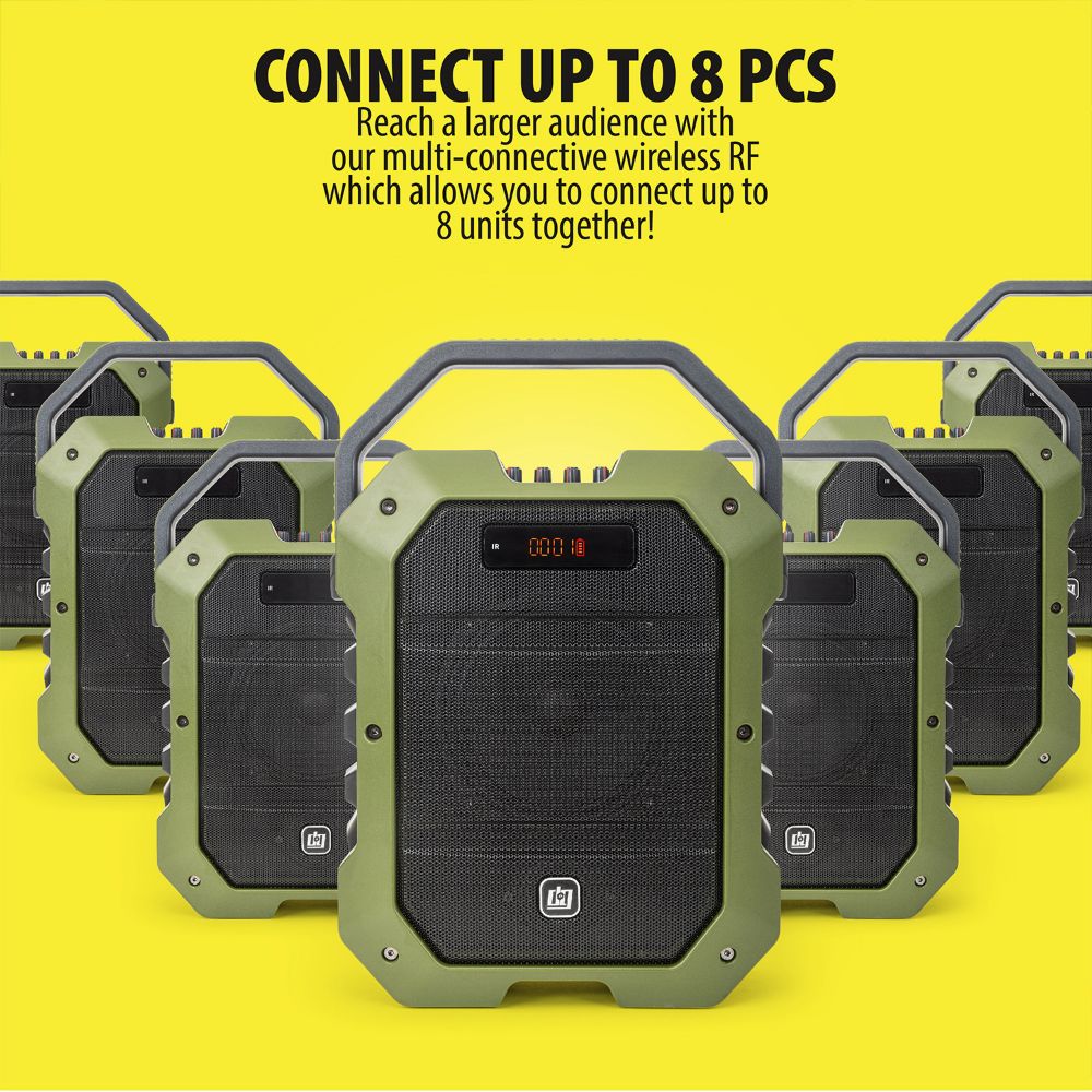 Deco Gear Portable Wireless PA Speaker System with Wireless Microphone - 80W Power and Rechargeable 5000 mAh Battery - Built in Equalizer , Radio , Aux and USB ports - comes with Carrying Strap - Deco Gear