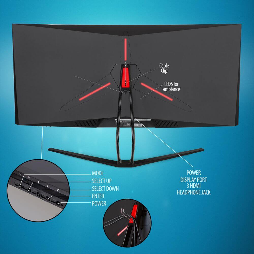 Buy QSM 35 Curved UWQHD 21:9 Ultrawide 120Hz 6ms Gaming and Office Monitor  (3440 × 1440) Online