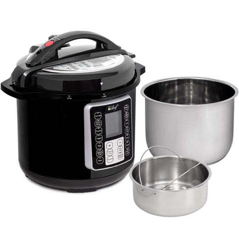 Deco Chef 8 QT 10-in-1 Pressure Cooker – Instant Rice, Sauté, Slow Cook, Yogurt, Meats, Deserts, Soups, Stews – Includes Recipe Book, Tempered Glass Lid, Mitts, Grill Rack, and Steaming Basket - DecoGear