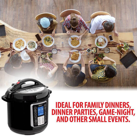 Deco Chef 8 QT 10-in-1 Pressure Cooker – Instant Rice, Sauté, Slow Cook, Yogurt, Meats, Deserts, Soups, Stews – Includes Recipe Book, Tempered Glass Lid, Mitts, Grill Rack, and Steaming Basket - DecoGear