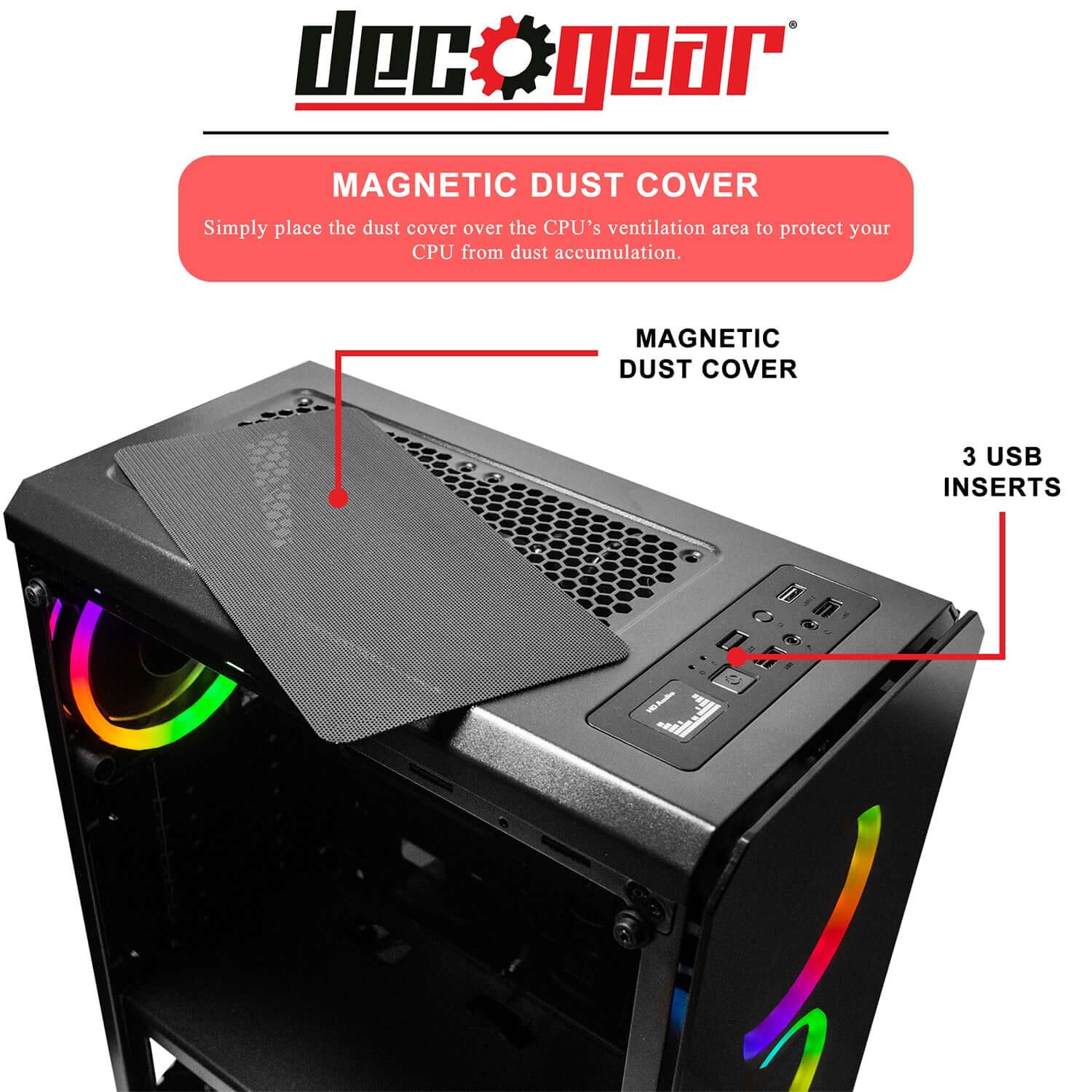 Mid-Tower PC Gaming Computer Case with LED Lighting – Deco Gear