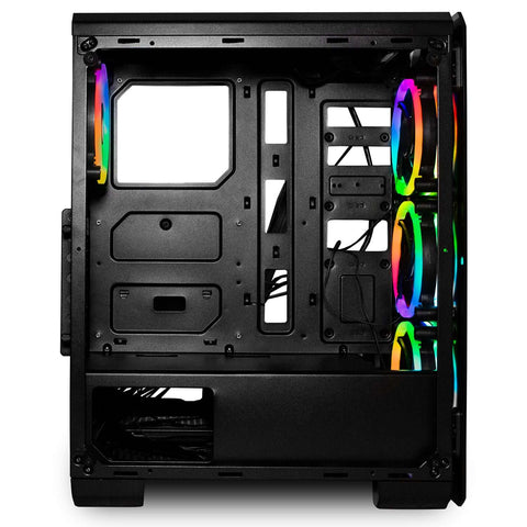 Deco Gear Mid-Tower PC Gaming Computer Case 3-Sided Tempered Glass and LED Lighting - Mini-ITX, Micro-ATX, ATX - Includes 4 120mm Double Ring Fans w/ Expansion for More, 7 Expansion Slots, 4 Drives - DecoGear