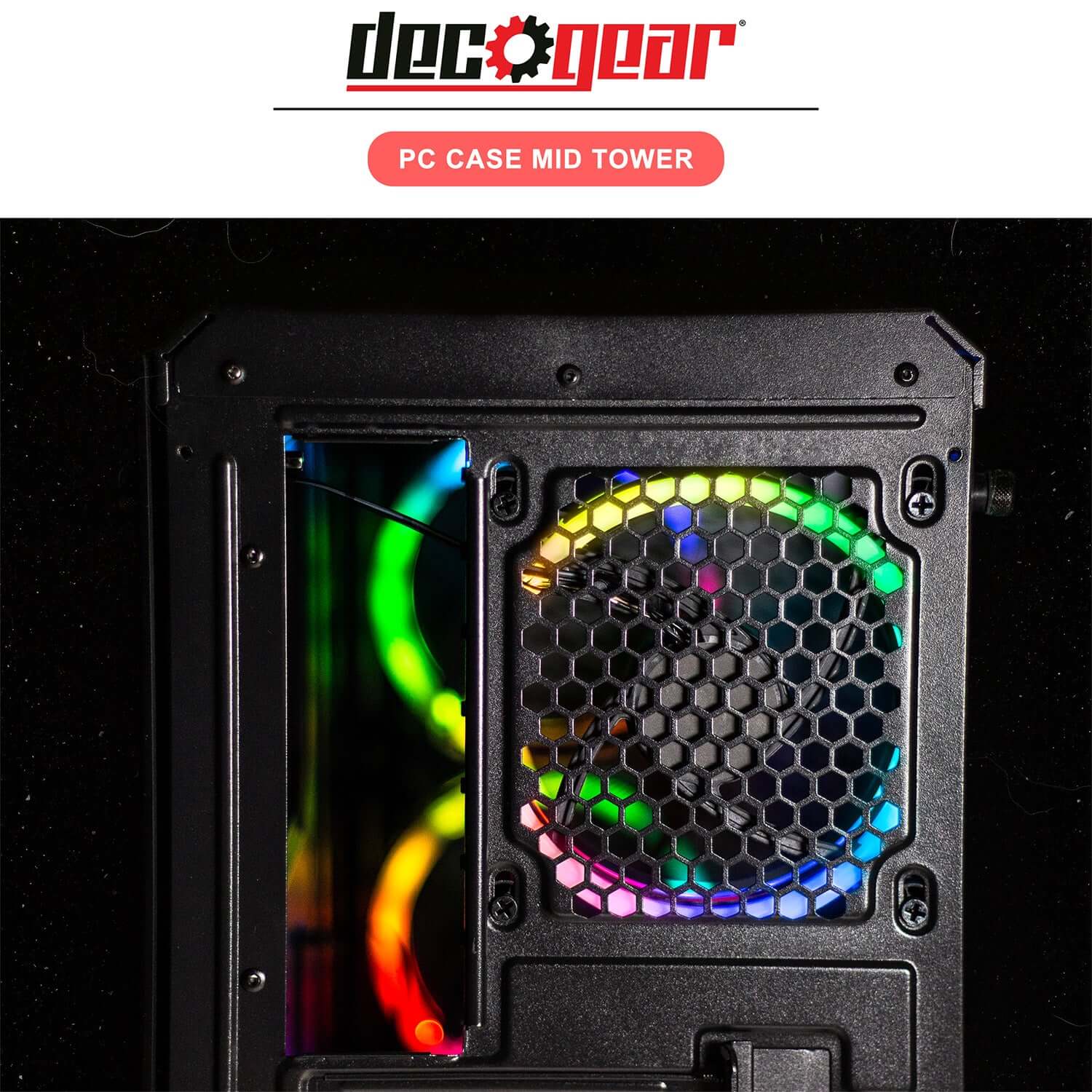 Mid-Tower PC Gaming Computer Case - Full Tempered Glass and LED Lighting