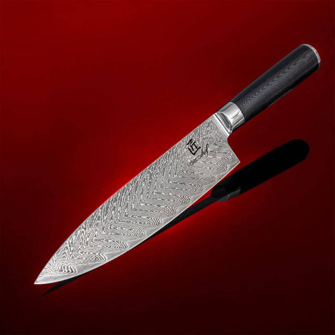 Deco Chef Professional Chef Knife 8-inch Damascus High Carbon Steel - 67 Layers AUS-10 Razor Sharp Japanese Quality with Full Tang Ergonomic Handle, Sharpening Guide Included - DecoGear