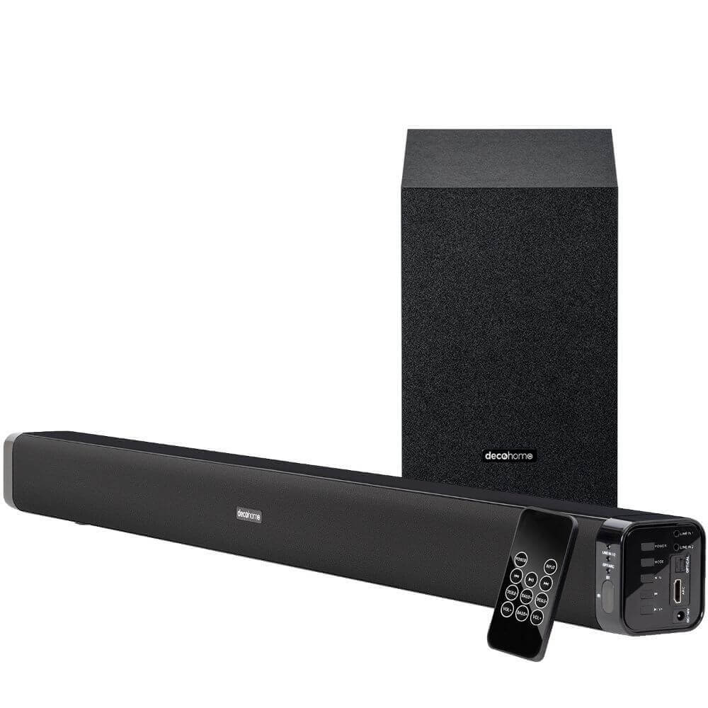 Deco Home 60W Soundbar with Subwoofer - Premium 2.1 Channel Audio - Wireless Connectivity