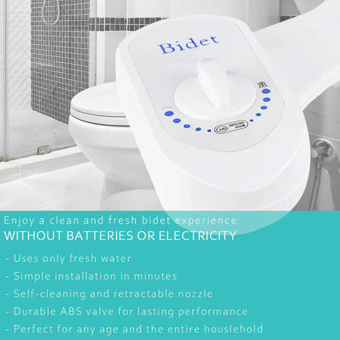 Deco Essentials Non-Electric Single Nozzle Toilet Seat Bidet for Standard 15/16" - DecoGear