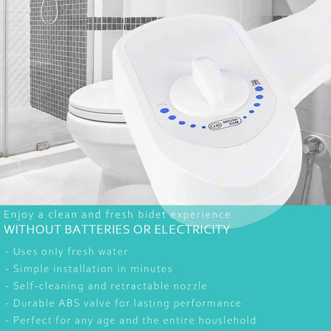 Deco Essentials Non-Electric Single Nozzle Toilet Seat Bidet for Standard 15/16" - DecoGear