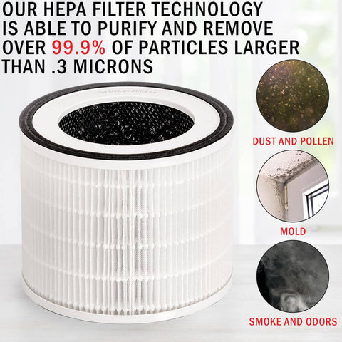 HEPA 13 Air Filters for DGAIRHEP13W Air Purifier, 2200 Hour Lifespan - DecoGear