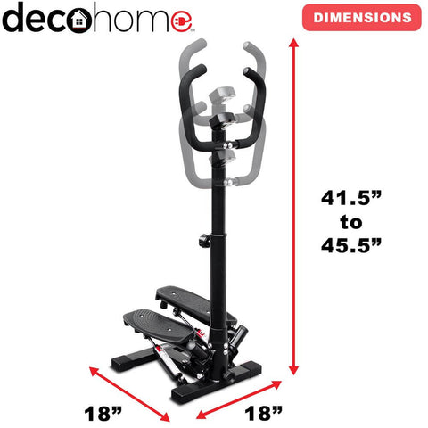 Deco Home Exercise Step Machine w/ Adjustable Stability Handle Bars, Non-Slip Pedals, and LCD Tracking Display, Low-Impact Fitness Equipment for Homes, Apartments, Dorms, and more - DecoGear