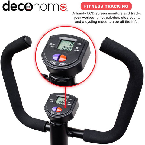 Deco Home Exercise Step Machine w/ Adjustable Stability Handle Bars, Non-Slip Pedals, and LCD Tracking Display, Low-Impact Fitness Equipment for Homes, Apartments, Dorms, and more - DecoGear