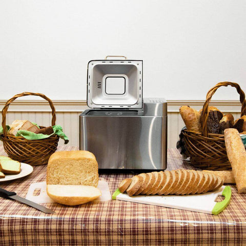Deco Chef 2 LB Stainless Steel Bread Maker with 25 Smart Cooking Programs and Included Accessories, Measuring Cup, Double-Sided Measuring Spoon, Kneading Paddle, Dough Hook, and Oven Mitt - DecoGear