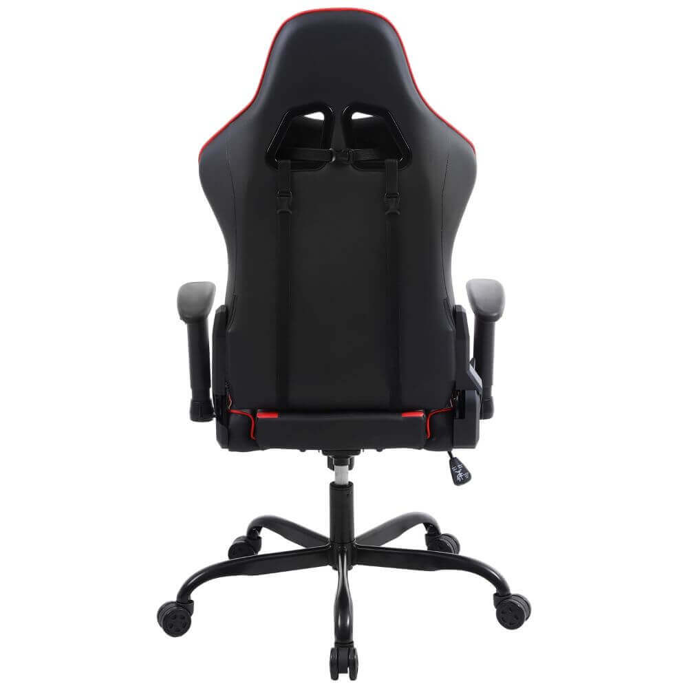 Deco Gear DGCH02 Red Ergonomic Foam Gaming Computer Chair with Adjustable Head and Lumbar Support, Hydraulic Seat Adjustment, Adjustable Armrests, 360-Degree Spin, Rolling Caster Wheels - DecoGear