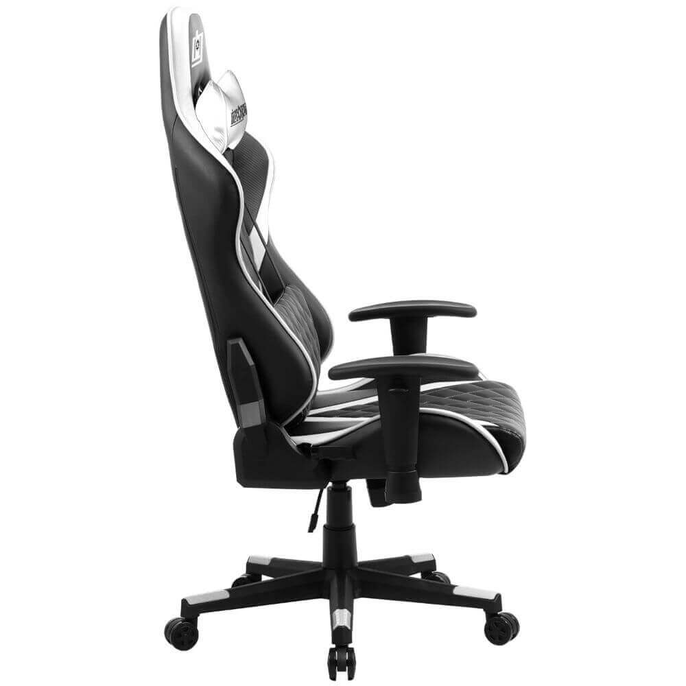 Deco Gear DGCH01 White Foam Gaming Chair with Adjustable Head and Lumbar Support, Hydraulic Seat Adjustment, Adjustable Armrests, 360-Degree Spin, Rolling Caster Wheels - DecoGear