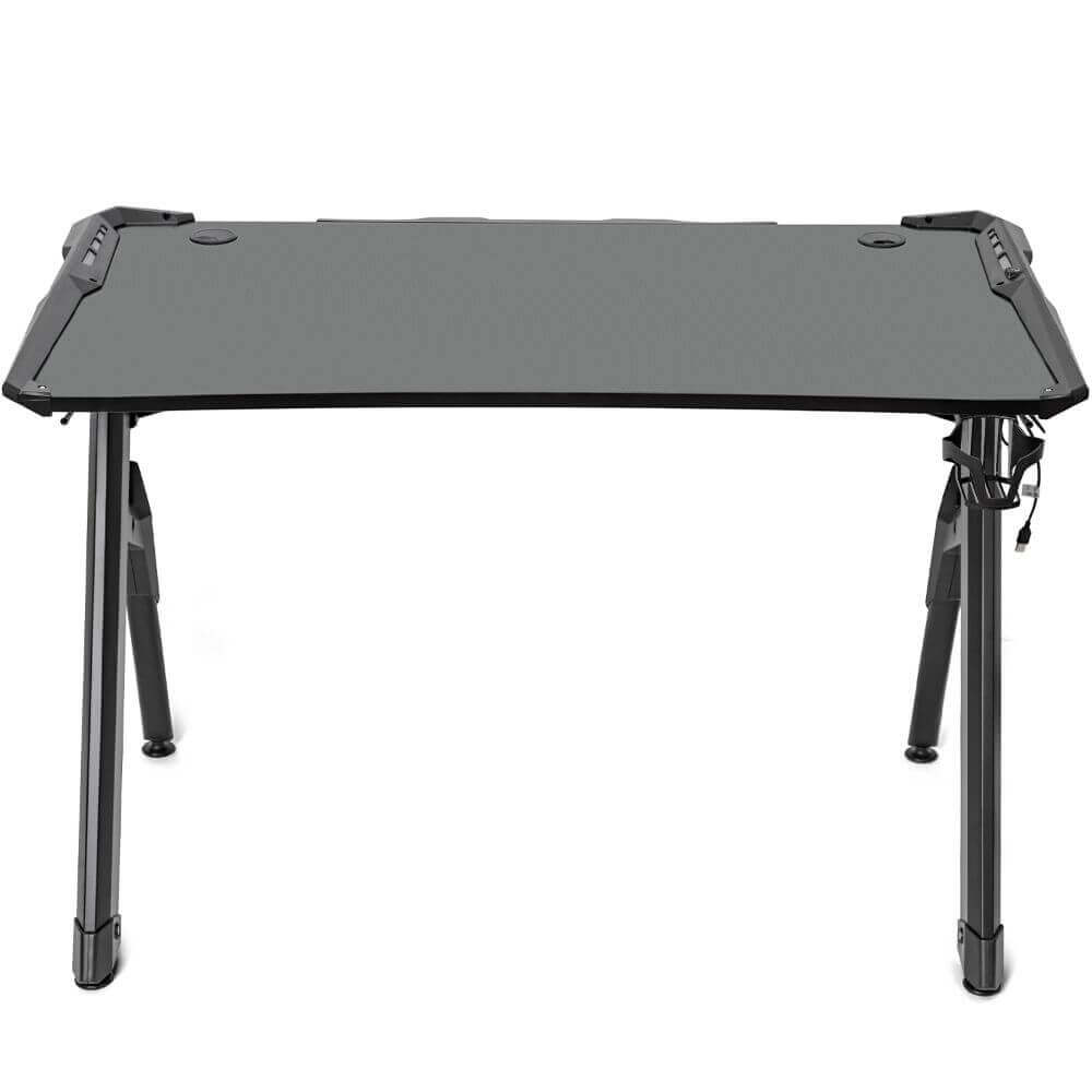 Deco Gear 47" LED Gaming Desk with Waterproof Carbon Fiber Surface, 6-Color Lighting Accents, Cable Management, Headphone Hook, and Cup Holder, Included 31.5” Full Mouse Pad - DecoGear — view 2