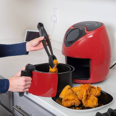 Deco Chef XL 3.7 QT Digital Air Fryer Cooker With 7 Smart Programs, Preheat & Shake Remind, LED Touch Screen Oil-Less Non-Stick Coated Basket, Timer Counter Top, Healthy Kitchen Safe Frying Station with Cookbook (Red) - DecoGear