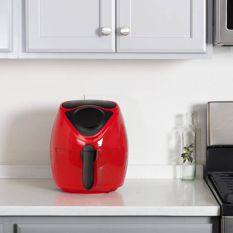 Deco Chef XL 3.7 QT Digital Air Fryer Cooker With 7 Smart Programs, Preheat & Shake Remind, LED Touch Screen Oil-Less Non-Stick Coated Basket, Timer Counter Top, Healthy Kitchen Safe Frying Station with Cookbook (Red) - DecoGear