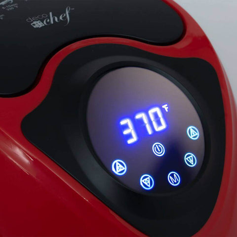 Deco Chef XL 3.7 QT Digital Air Fryer Cooker With 7 Smart Programs, Preheat & Shake Remind, LED Touch Screen Oil-Less Non-Stick Coated Basket, Timer Counter Top, Healthy Kitchen Safe Frying Station with Cookbook (Red) - DecoGear