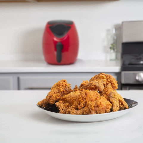 Deco Chef XL 3.7 QT Digital Air Fryer Cooker With 7 Smart Programs, Preheat & Shake Remind, LED Touch Screen Oil-Less Non-Stick Coated Basket, Timer Counter Top, Healthy Kitchen Safe Frying Station with Cookbook (Red) - DecoGear