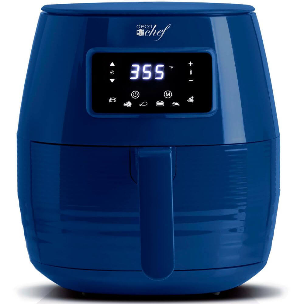 Deco Chef 5.8QT Digital Electric Air Fryer with Accessories and Cookbook - Air Frying, Roasting, Baking, Crisping, and Reheating for Healthier and Faster Cooking (Blue) - DecoGear