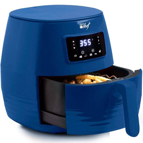 Deco Chef 5.8QT Digital Electric Air Fryer with Accessories and Cookbook - Air Frying, Roasting, Baking, Crisping, and Reheating for Healthier and Faster Cooking (Blue) - DecoGear