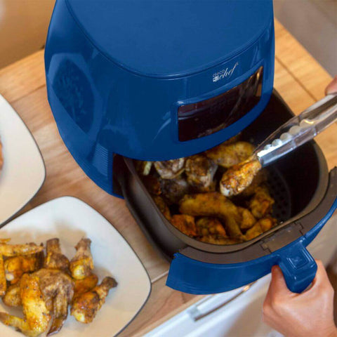 Deco Chef 5.8QT Digital Electric Air Fryer with Accessories and Cookbook - Air Frying, Roasting, Baking, Crisping, and Reheating for Healthier and Faster Cooking (Blue) - DecoGear