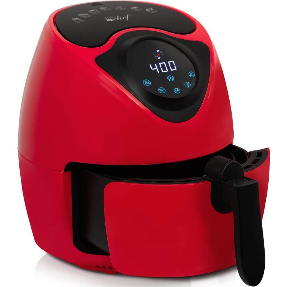 Deco Chef XL 3.7 QT Digital Air Fryer with Cookbook Red Deco Gear