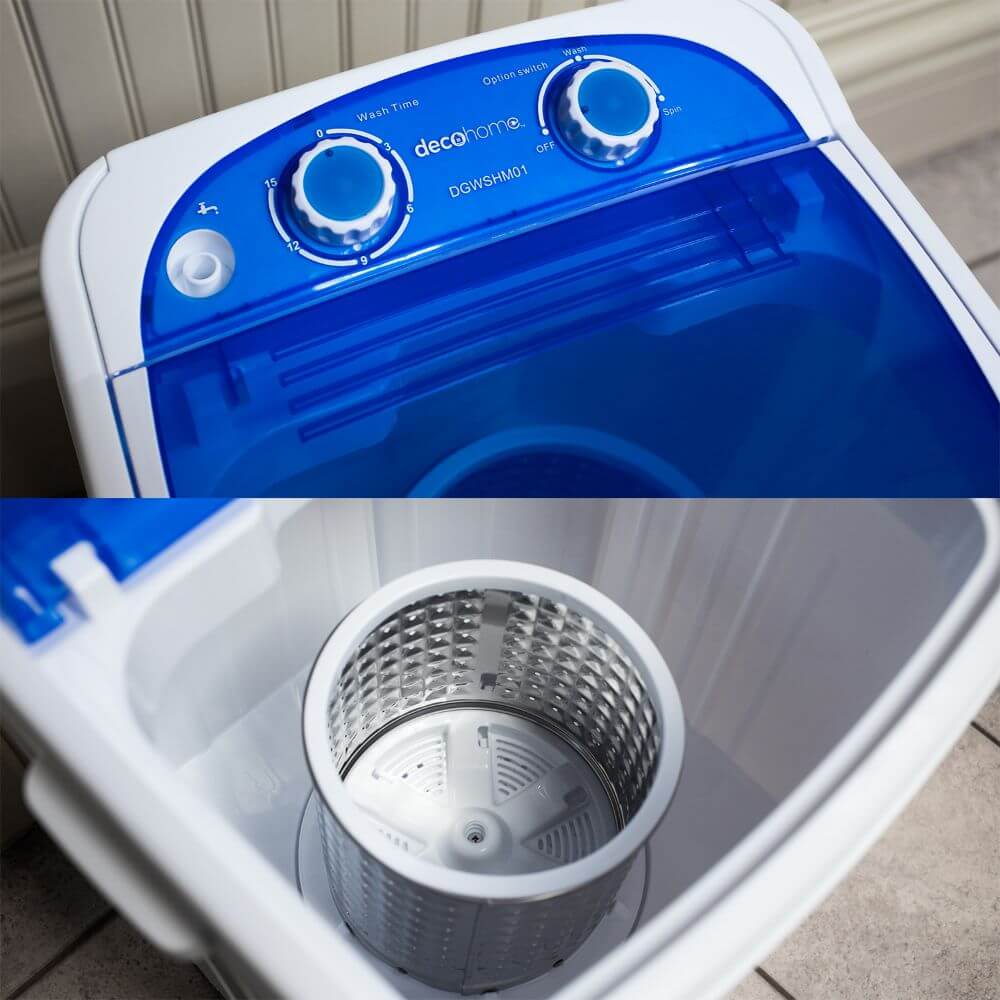 Deco Home Portable Washing Machine for Apartments, Dorms, 8.8 lb Capacity, 250W Power - DecoGear