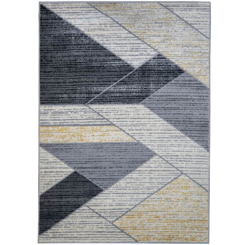 Deco Home 5.25' x 7.5' Modern Abstract Indoor Area Rug with Non-Slip Backing, Serged Edges, .4" Pile Height, Soft Polypropylene (Black/Tan) - DecoGear