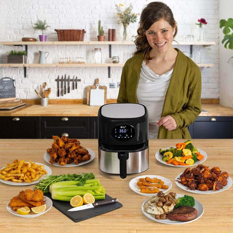 Deco Chef 3.7QT Digital Air Fryer with 6 Cooking Presets, LED Touch Controls, Adjustable Temperature and Time, Detachable Dishwasher Safe Non-Stick Basket, ETL Certified, Black - DecoGear