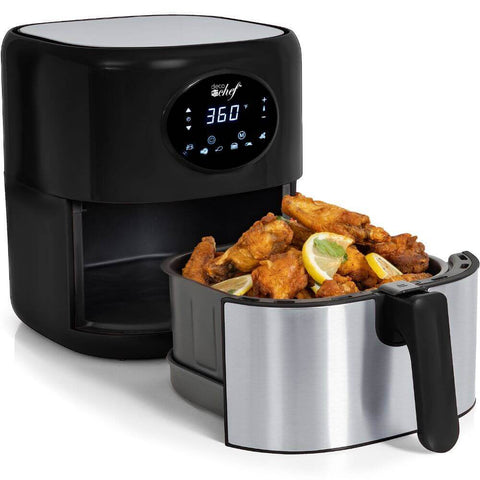 Deco Chef 3.7QT Digital Air Fryer with 6 Cooking Presets, LED Touch Controls, Adjustable Temperature and Time, Detachable Dishwasher Safe Non-Stick Basket, ETL Certified, Black - DecoGear