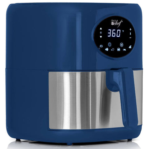 Deco Chef 3.7QT Digital Air Fryer with 6 Cooking Presets, LED Touch Controls, Adjustable Temperature and Time, Detachable Dishwasher Safe Non-Stick Basket, ETL Certified, Blue - DecoGear