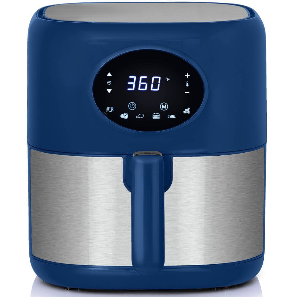 Deco Chef 3.7QT Digital Air Fryer with 6 Cooking Presets, LED Touch Controls, Adjustable Temperature and Time, Detachable Dishwasher Safe Non-Stick Basket, ETL Certified, Blue - DecoGear