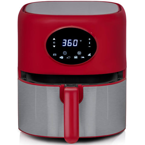 Deco Chef 3.7QT Digital Air Fryer with 6 Cooking Presets, LED Touch Controls, Adjustable Temperature and Time, Detachable Dishwasher Safe Non-Stick Basket, ETL Certified, Red - DecoGear