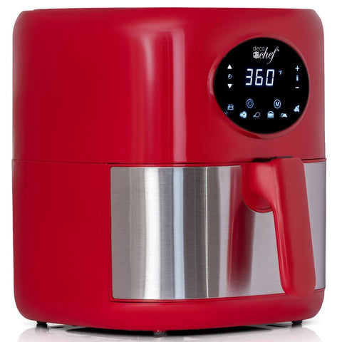 Deco Chef 3.7QT Digital Air Fryer with 6 Cooking Presets, LED Touch Controls, Adjustable Temperature and Time, Detachable Dishwasher Safe Non-Stick Basket, ETL Certified, Red - DecoGear