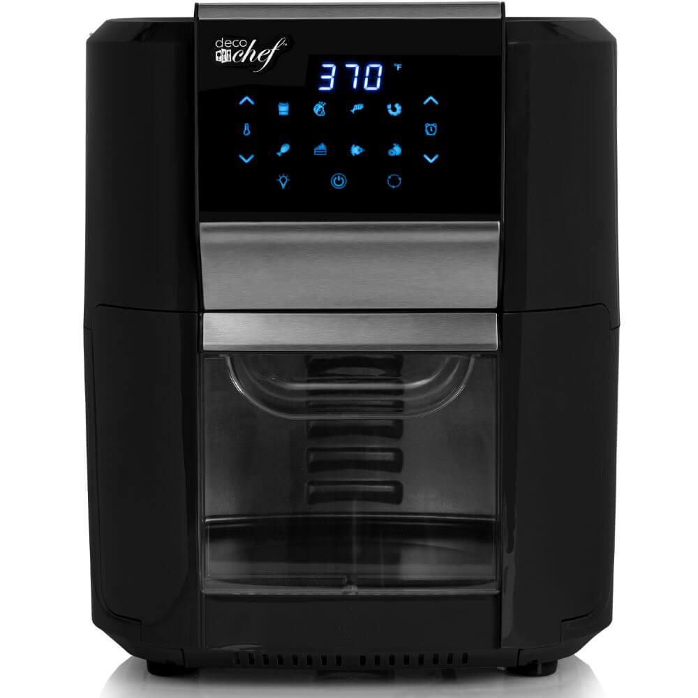 Deco Chef 12.7 QT Digital Air Fryer Oven with 8 Preset Cooking Modes, 1700W Power, Cool-Touch Housing, Includes 3 Roasting Racks, Oil Drip Tray, Rotating Basket, Rotisserie Assembly, ETL Certified, Black - DecoGear