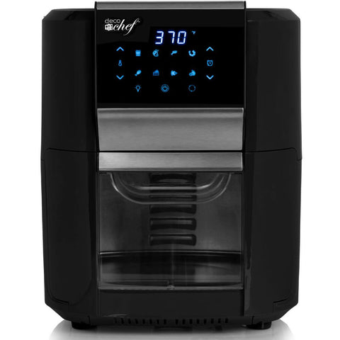 Deco Chef 12.7 QT Digital Air Fryer Oven with 8 Preset Cooking Modes, 1700W Power, Cool-Touch Housing, Includes 3 Roasting Racks, Oil Drip Tray, Rotating Basket, Rotisserie Assembly, ETL Certified, Black - DecoGear