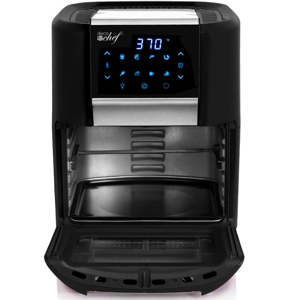Deco Chef 12.7 QT Digital Air Fryer Oven with 8 Preset Cooking Modes, 1700W Power, Cool-Touch Housing, Includes 3 Roasting Racks, Oil Drip Tray, Rotating Basket, Rotisserie Assembly, ETL Certified, Black - DecoGear