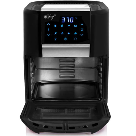 Deco Chef 12.7 QT Digital Air Fryer Oven with 8 Preset Cooking Modes, 1700W Power, Cool-Touch Housing, Includes 3 Roasting Racks, Oil Drip Tray, Rotating Basket, Rotisserie Assembly, ETL Certified, Black - DecoGear