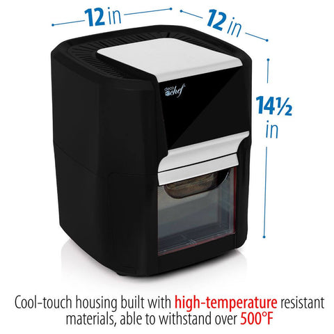 Deco Chef 12.7 QT Digital Air Fryer Oven with 8 Preset Cooking Modes, 1700W Power, Cool-Touch Housing, Includes 3 Roasting Racks, Oil Drip Tray, Rotating Basket, Rotisserie Assembly, ETL Certified, Black - DecoGear