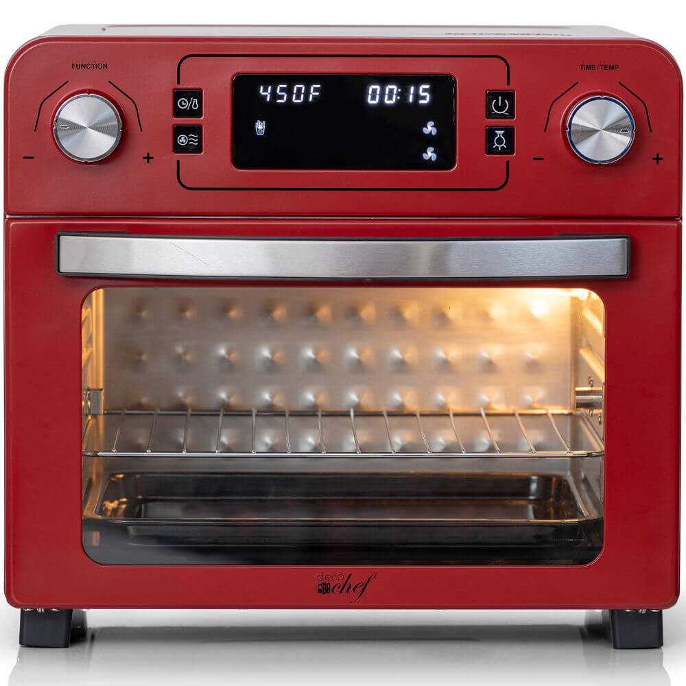 Deco Chef 24qt Stainless Steel Countertop Toaster Oven w/ Built-in Air Fryer, Accessories