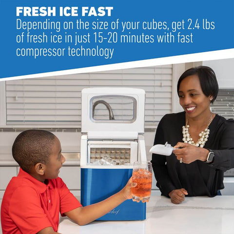 Deco Chef 40LB Per Day Countertop Ice Maker 2.4lb of Ice Every 15-20 Minutes, Blue
