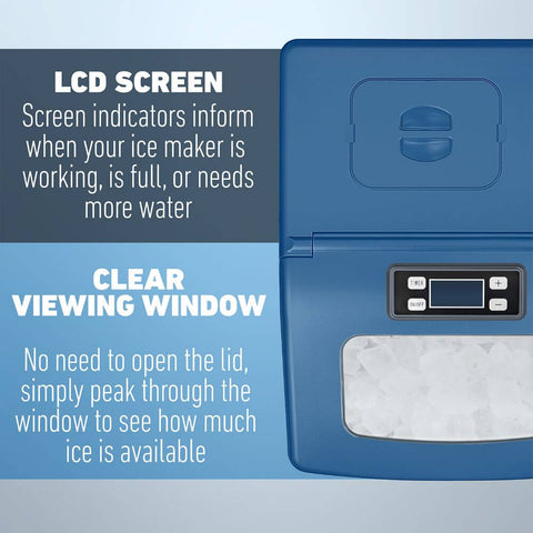 Deco Chef 40LB Per Day Countertop Ice Maker 2.4lb of Ice Every 15-20 Minutes, Blue