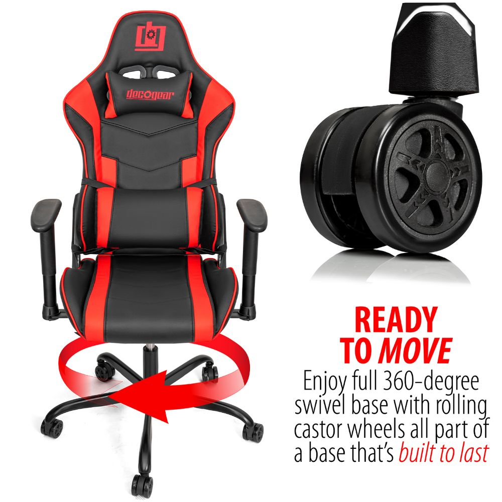 Deco Gear 47" LED Gaming Desk, Red Computer Chair, RGB Mouse and Mechanical Keyboard - Deco Gear