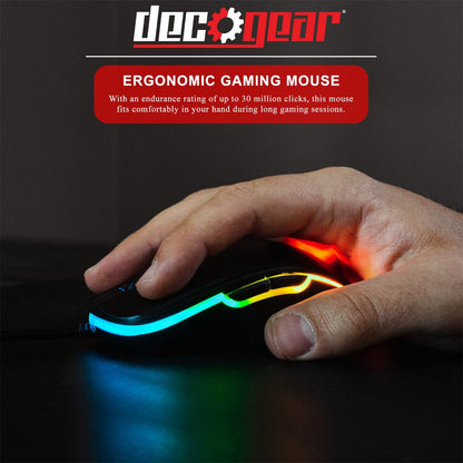 Deco Gear 47" LED Gaming Desk, Red Computer Chair, RGB Mouse and Mechanical Keyboard - Deco Gear